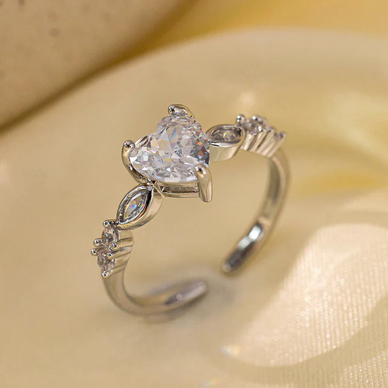 Heart Themed Adjustable Finger Ring