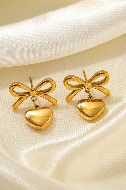 Golden love bow earring