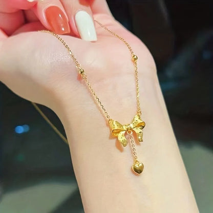 Bow drop necklace