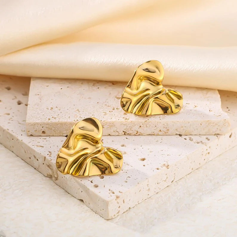 Crumpled heart earrings