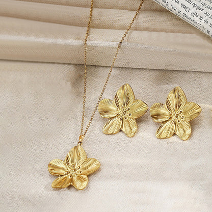 Flower bow earring & necklace combo