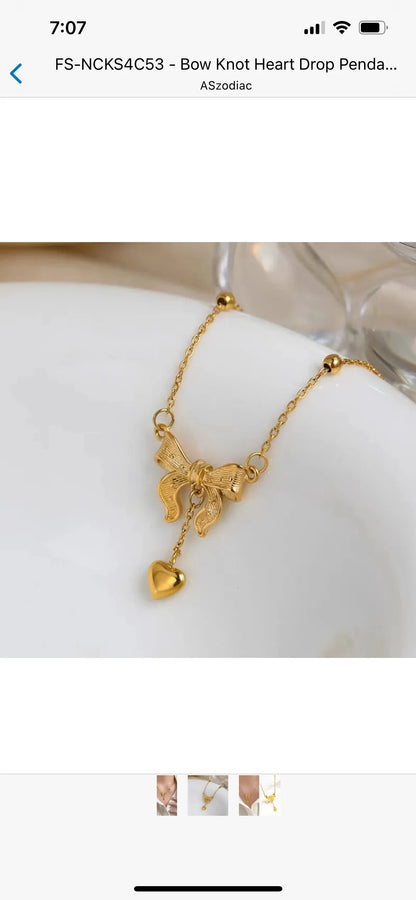Bow drop necklace