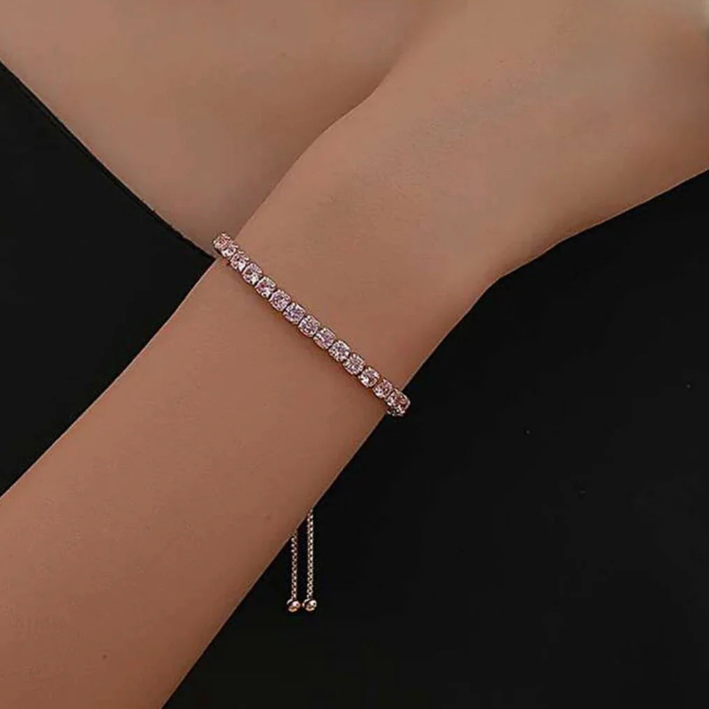 Pink Sparkle Adjustable Tennis Bracelet