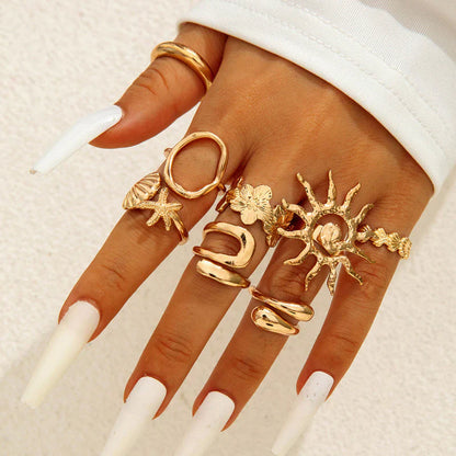 Gold Plated Stackable Rings Pack of 8 For Women
