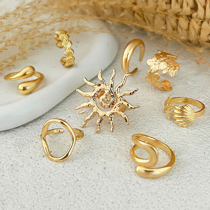 Gold Plated Stackable Rings Pack of 8 For Women