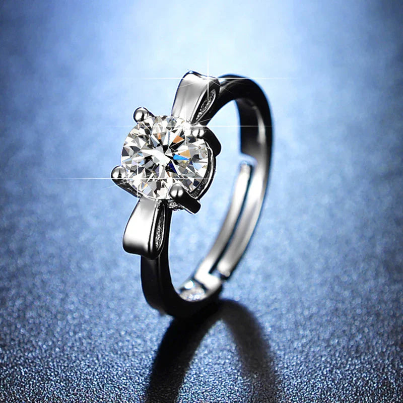 Bow Tie Solitaire Adjustable Finger Ring