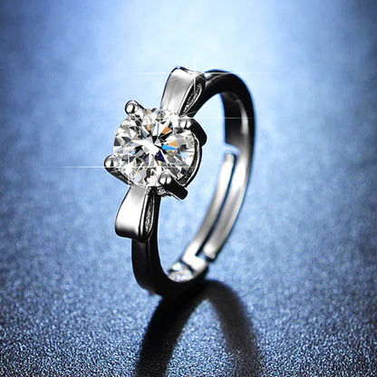 Bow Tie Solitaire Adjustable Finger Ring