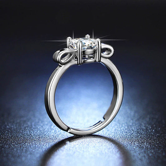 Bow Tie Solitaire Adjustable Finger Ring