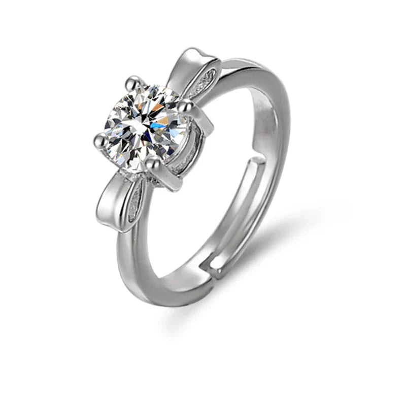 Bow Tie Solitaire Adjustable Finger Ring