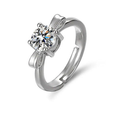 Bow Tie Solitaire Adjustable Finger Ring