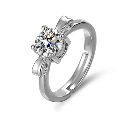 Bow Tie Solitaire Adjustable Finger Ring