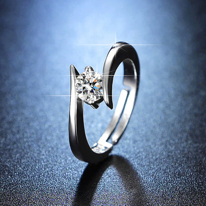 Contemporary Solitaire Adjustable Finger Ring