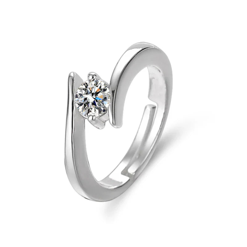 Contemporary Solitaire Adjustable Finger Ring