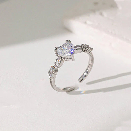 Heart Themed Adjustable Finger Ring