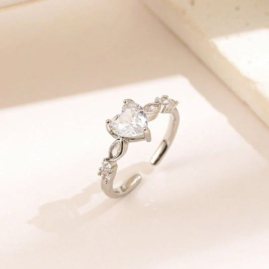 Heart Themed Adjustable Finger Ring